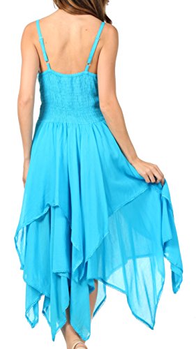 Image of Sakkas Lady Mary Jacquard Corset Style Bodice Lightweight Handkerchief Hem Dress