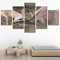 SIGNWIN 5 Panel Canvas Wall Art Animals Deer Modern Artwork for Home Decorations Ready to Hang - 60