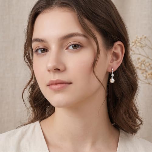 COYATE White Freshwater Pearl Drop Earrings with Premium Cubic Zirconia - image 2