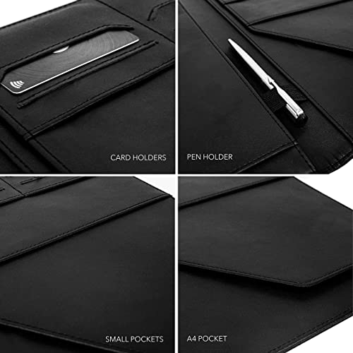 Wundermax Portfolio Binder - 12.8 X 9.8 X 0.6 Inch Vegan Leather Padfolio For Women And Men W/Notepad, Pockets For Tablet, Resume And Documents - Black #TOP4