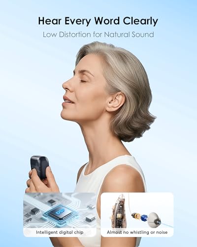 Image of Karthus Hearing Aids, Rechargeable Hearing Aids for Seniors with Hearing Loss, Noise Cancelling & Clear Sound, Comfort & Invisible, 100H Battery Life, 7 Volume Levels, One-Button Operation, Matt Black