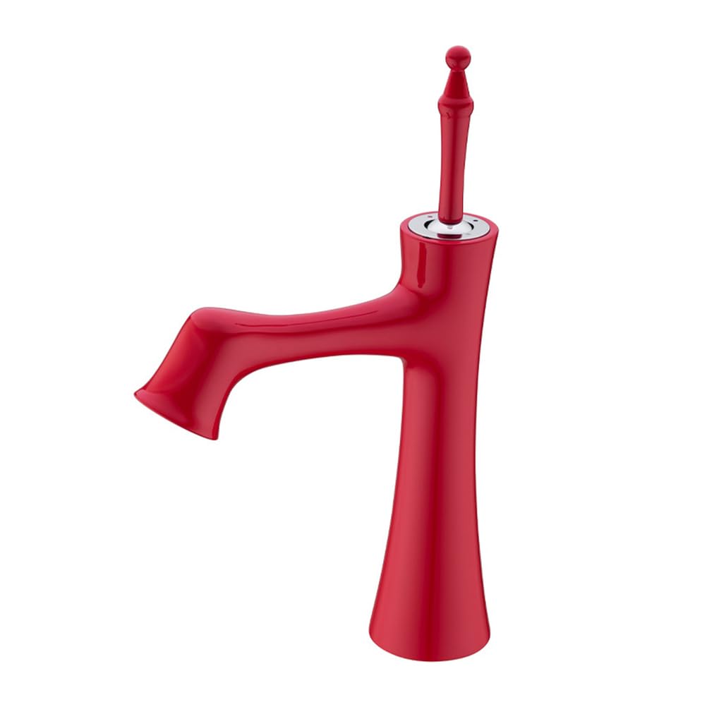 JRUIA Modern Red Kitchen Faucet, Brass Single Hole Basin Mixer Tap, Two Water Flow Modes, Undermount Sink Installation