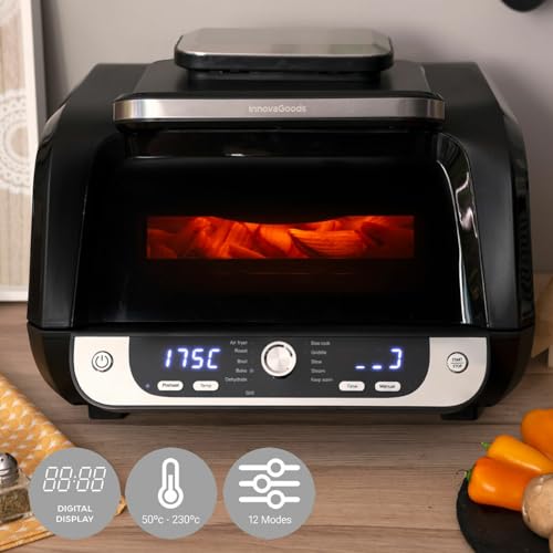 InnovaGoods - 12-in-1 Heißluftfritteuse Fryinn, 3400W, 6L Kapazität, 360° Luftzirkulation, Digitalanzeige, inkl. Rezeptbuch, Schwarz, Kunststoff – Bild 5