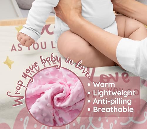 Image of Huglanket Baptism Gifts for Girls - Baptismal Gifts, Christening Gifts for Baby Girls - Baby Dedication Gifts from Godmother, Godfather, Godparent - Pink Plush Dimple Dot Soft Fleece Blanket, 30 inchx 36 inch