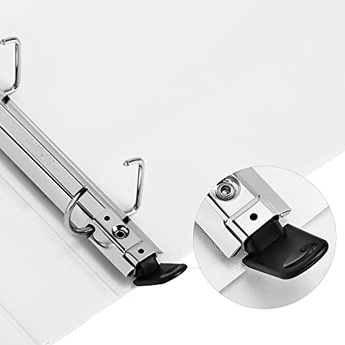 Amazon Basics Heavy-Duty 3 Ring Binder, Customizable View Binder With 4 Inch D-Ring, One -Touch Slant Ring, White, 2-Pack #TOP3