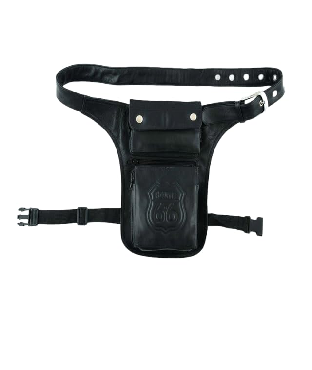 Pochette ventrale pour hommes et femmes en cuir avec sangle réglable pour motard et voyage