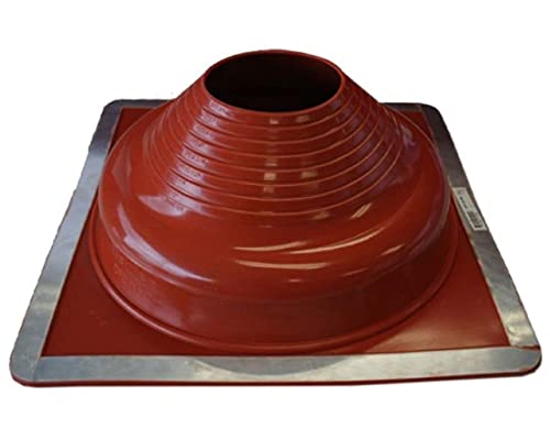 Dektite Premium #7 Red Silicone Metal Roof Pipe Flashing, High Temp, Square Base, Pipe OD 6" to 12"