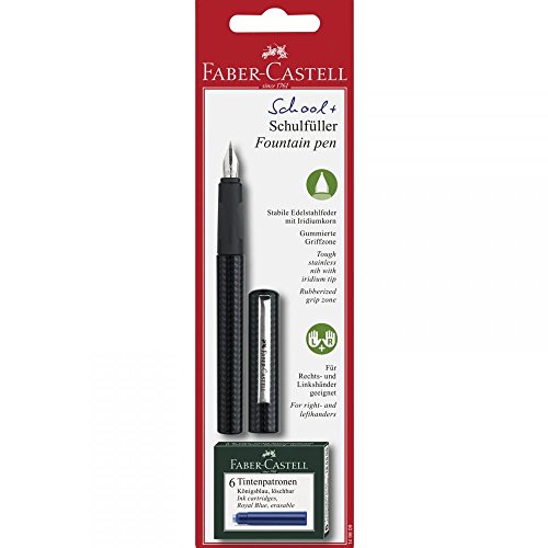 Faber-Castell Faber Castell Fountain Pen Carbon Design Medium Nib + 6 Blue Ink Cartridges SCHOOL+ 149809