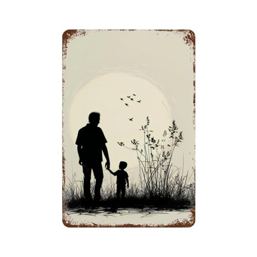 Letrero Metálico Un Padre Y Un Hijo En Un Momento De Tranquilidad Cartel De Hojalata Pared Cartel De Metal Para Hombre Cueva Taller Restaurante S