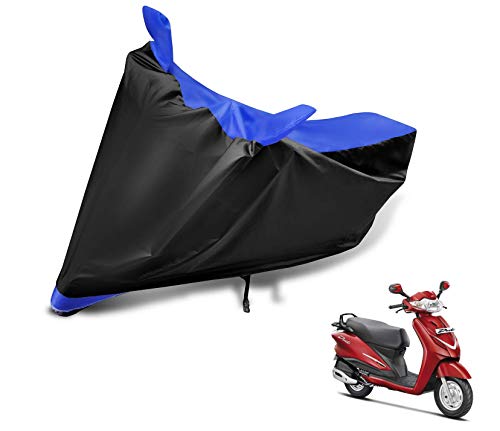 Image of Auto Hub Bike Cover Compatible with Hero Duet with Mirror Pocket,Dustproof, Windproof, Belt Buckle, Duet Bike Cover- Black, Blue - 1 Unit