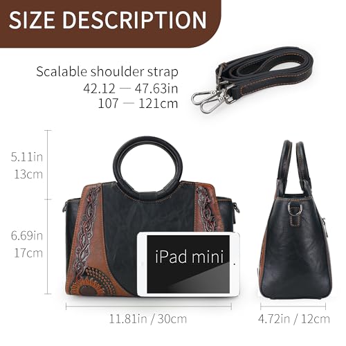 Bolso Satchel para Mujer de Cuero Sintético Negro miniatura 6