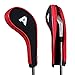 Andux 12pcs/Set Golf Iron Club Head Covers Number Print Long Neck with Zipper Black/red