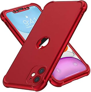ORETech Compatible with iPhone 11 Case, with [2 x Tempered Glass Screen Protector]360 Shockproof Heavy Duty Protection Ultra Thin Hard PC Silicone TPU Rubber Bumper Cover for iPhone 11(2019) - Red