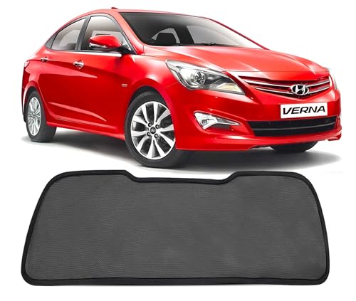 Image of Autofact Dicky Curtain for Verna 2011-2016 | Custom Fit Rear Windshield Sunshade | Foldable Mesh | Privacy & Cooling Car Accessory | Car Rear Sun Shade UV Block Easy Install Durable Black Mesh