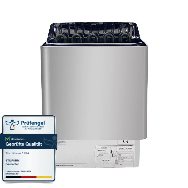 Thermolux Saunaofen 6 KW, Finnischer Elektro-Heizgerät Saunaheizung Gunmetal, Elektro-Sauna Heizgerät, ohne Touch-Bedienung, ohne Saunasteine