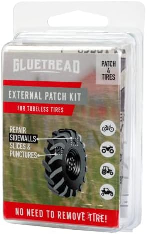 GlueTread External Tire Patch Kit for Tubeless Tires | No Need to Remove Tire | Kit Includes Enough Material to Patch 4 Tires | ATV Tire Repair Kit UTV Tire Repair Kit for Off-road Vehicles