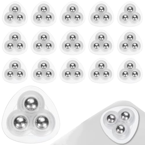 ZYEKIU 16 ruedas para mover muebles, ruedas de 360 grados para muebles, ruedas giratorias autoadhesivas, movimiento para contenedores de basura, cajas de flores (esferas transparentes de acero)