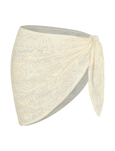 ZAFUL Women's Sarong Coverups Solid Textured Mesh Scalloped Hem Triangle Cover-Up Dress