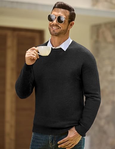 JMIERR Men's 2025 Warm Fall Fleece Pullover Knit Sweater Classic Crewneck Long Sleeve Slim Fit Soft Comfy Winter Sweaters4