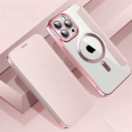 Étui à Rabat en Cuir iPhone 14 Plus Rose Coque Protection
