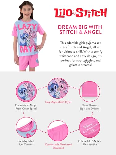 Disney Stitch Pajamas, Short Sleeve Lilo And Stitch Pjs, Cute Girls Pajamas, Pajama Set For Summer4