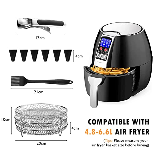 Luftfritteusen-Dehydrator-Gestell, Luftfritteusen-Korb, stapelbares Luftfritteusen-Gestell mit drei abnehmbaren Gestellen, spülmaschinenfeste Fritteusen-Grills mit Spieß, Luftfritteusen-Zubehör-Set fü – Bild 6