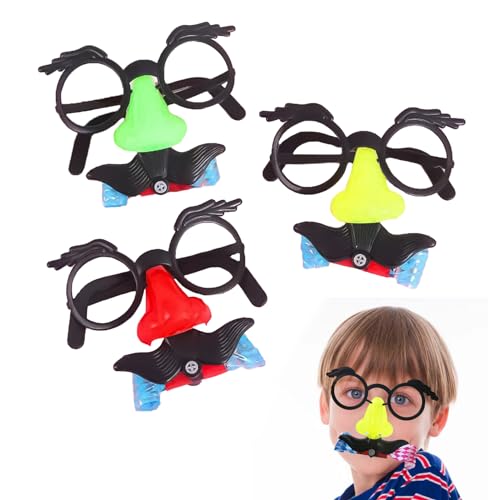 AUGTYRLV Gafas de Fiesta, 4 Divertidos Vasos para Cejas y Bigote, Gran Nariz, Disfraz, Gafas de Disguise, Gafas Divertidas, Halloween, Gafas de Nariz Grandes, para Halloween, Fiesta de Disfraces