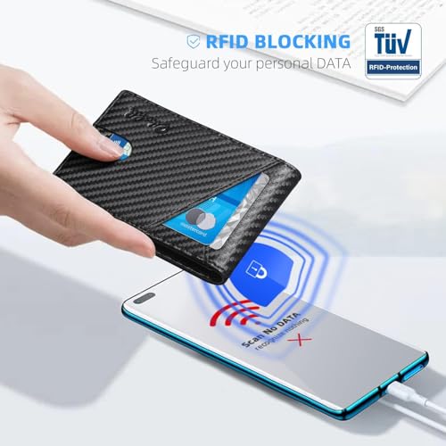 Money Clip Slim Leather Slots Credit Card Holder RFID Blocking Bifold Minimalist Wallets3