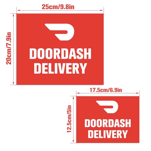 Image of 3 Pack Magnets - Car Vehicle Delivery Signs (2 Large 8 x 10 inch, 1 Small 5 x 7 inch) - Magnetic Driver Signs For DoorDash (Red) Easily Identify Your Driver!