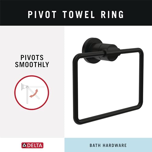 Image of Delta 4-Piece Matte Black Bathroom Set Towel Rack, Ring, Toilet Paper Holder, Hook | Nicoli Bath Accessories