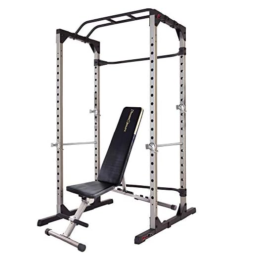 Fitness Reality 810XLT Super Max Power Cage | Optional Lat Pull-down Attachment and Adjustable Leg Hold-down | Power Cage with Weight Bench Combo
