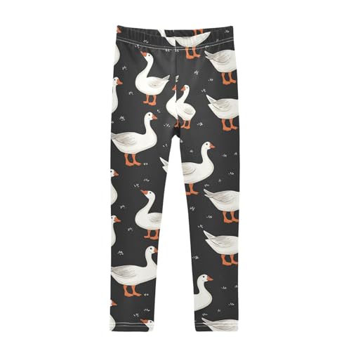 Farm Animal Girls' Leggings Toddler Doodles Goose Duck Kids Yoga Pants Dance Active Tights 4T