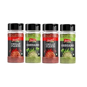 Kwality Chilli Flakes 45g x 2 Jar, Oregano 20g x 2 Jar (Combo Pack of 4)