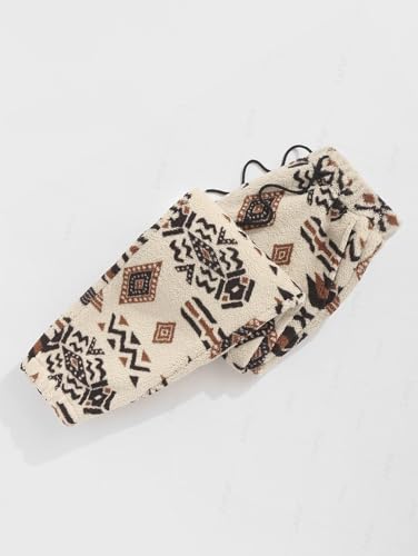 ZAFUL Men's Fluffy Teddy Beam Feet Pants Plush Warm Soft Pajama Pants Winter Cozy Fleece Baggy Lounge Trouser Sleepwear3