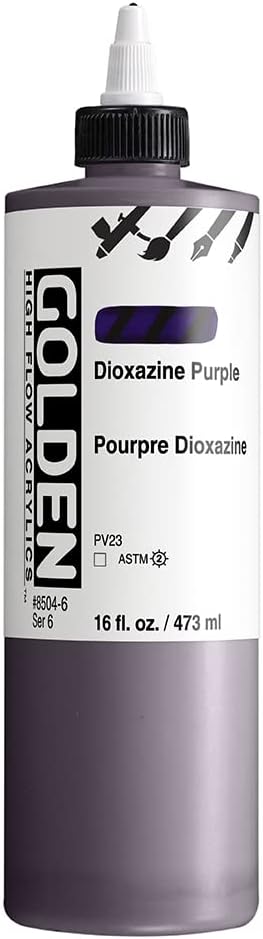 GOLDEN High Flow Acrylics, Dioxazine Purple, 16 fl. oz. / 473 ml Bottle