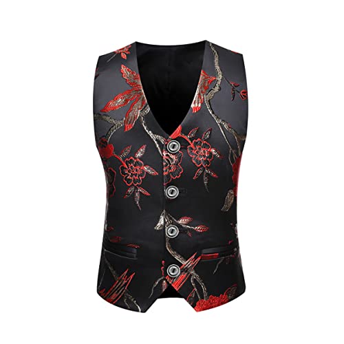 Swotgdoby Boys Gold Paisley Floral Suit Tuxedo Slim Fit Embroidery 3 Pieces Suit Set Blazer Vest Pants thumb #4