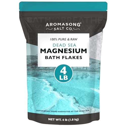 Aromasong Magnesium Flakes for Bath from The Dead Sea- 4 LB Resealable Pack Magnesium Chloride Flakes -Organic Bath Salt Relaxing Mineral Soak (Packaging May Vary)