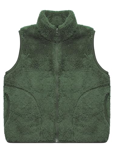 Kids Girls and Boys Fuzzy Fleece Vest Stand Collar Waistcoat Fall Winter Zipper Jacket Flannel Coat Outwear3