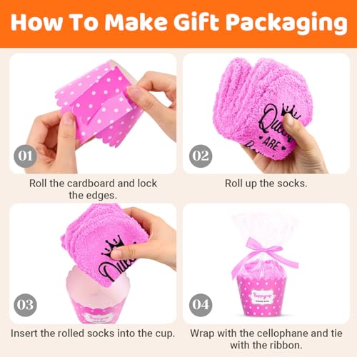 Image of HAPPYPOP Birthday Gifts Ideas for Women - January February March Birthday Socks in Pink