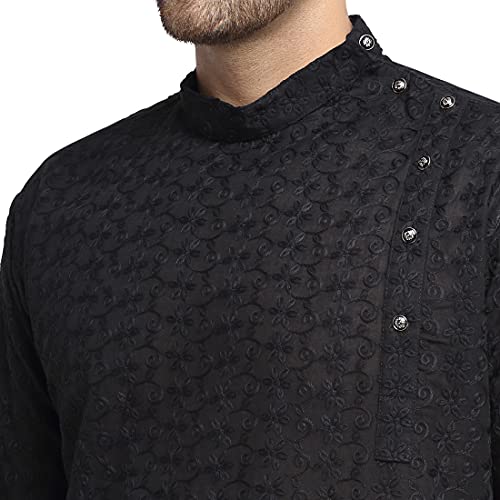 Men Chikankari Floral Embroidery Kurta Indain Wedding/Party Wear/Festival/Casual Cotton Kurta4