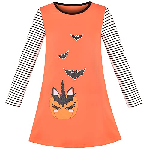 Sunny Fashion Girls Dress Long Sleeve Daisy Flower Striped Casual Cotton