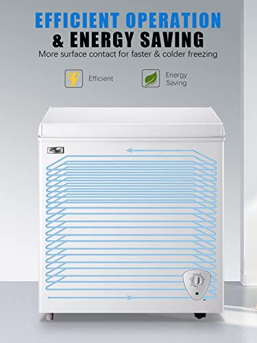 Chest Freezer Freestanding Deep Freezer 5.0 Cu Ft With Storage Basket And Adjustable Feet Top Open Door Small Compact Freezer Adjustable Thermostats For Garage Dorm Kitchen Office Business, White #TOP2
