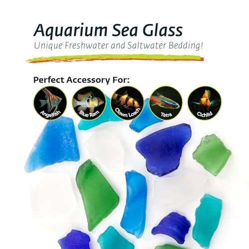 Image of Galapagos (05138) Aquarium Sea Glass - Tumbled Decorative Glass for Aquariums, Terrariums, Crafts, Vases, and Home Decor, 4 lb Bag, Atlantic Mix