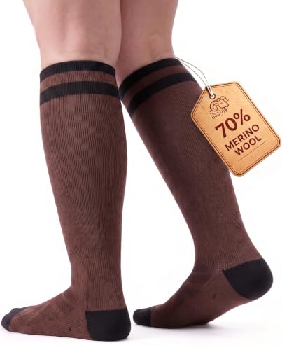 Image of 70% Merino Wool Compression Socks For Women Men, 15-20 mmHg