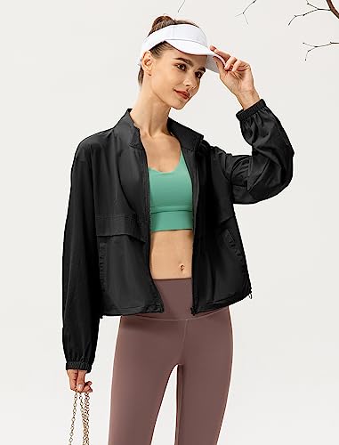 Locachy Women's Lightweight Zip Up Athletic Jacket Stand Collar Windproof Sun Protection Workout Outdoor Jacket4