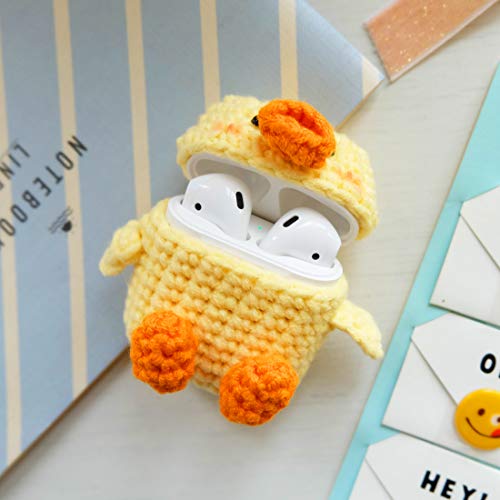 MIRKOO Cute AirPods Case Cover Premium Handmade Knitted Protective Case Cover for AirPods/AirPods 2 Charging Case (Little Duck)