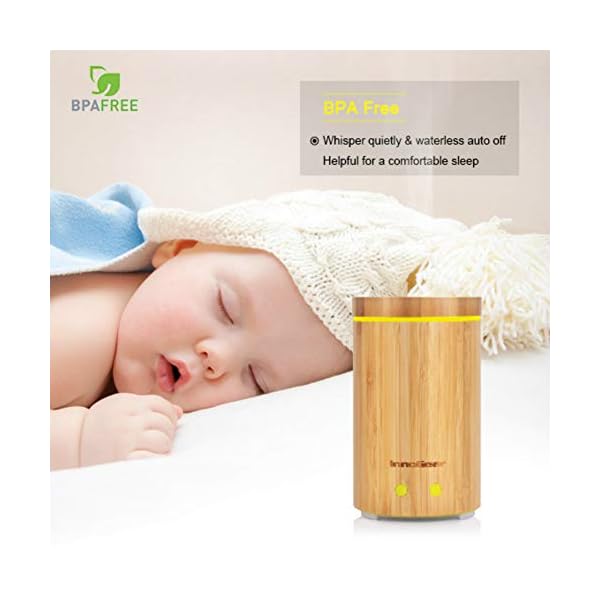 InnoGear Real Bamboo Essential Oil Diffuser, Ultrasonic Aromatherapy Diffusers Cool Mist Humidifier Waterless Auto Shut-Off - Image 5
