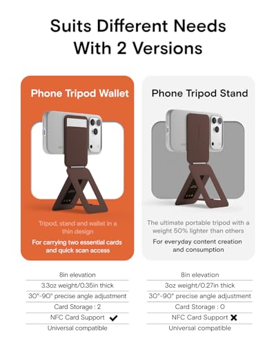 Image of MOFT Phone Tripod Wallet for iPhone, Mulit-Angles, Lightweight & Portable Phone Stand, MOVAS Vegan Leather Magnetic Wallet, Strong Magnets, NFC Card Holder,Travel Essential, Sunrise (with Card Slot)