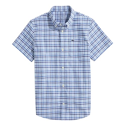 vineyard vines Boys Road Town Tattersall Perf Cotton Shirt