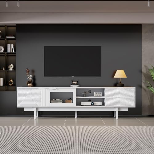 Merax TV Schrank 200x40x50,5 cm – Lowboard mit 3-Schicht Design, 2 Türen...